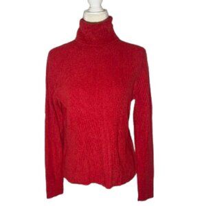 Women's Andrea Viccaro Red Long Sleeve Turtleneck Sweater - Size Medium